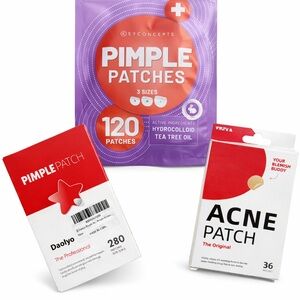 x3 Pimple Patches - 3 Sizes + Star Design - 436 Total - with Tea Tree Oil